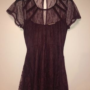 Burgundy-Plum Dress with Gold accents